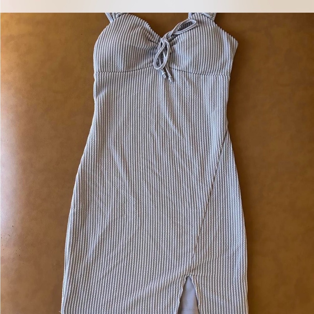 No Boundaries Purple Striped Midi Dress